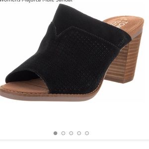 Toms Marjorca Open Toe Black Suede Mule Sandals